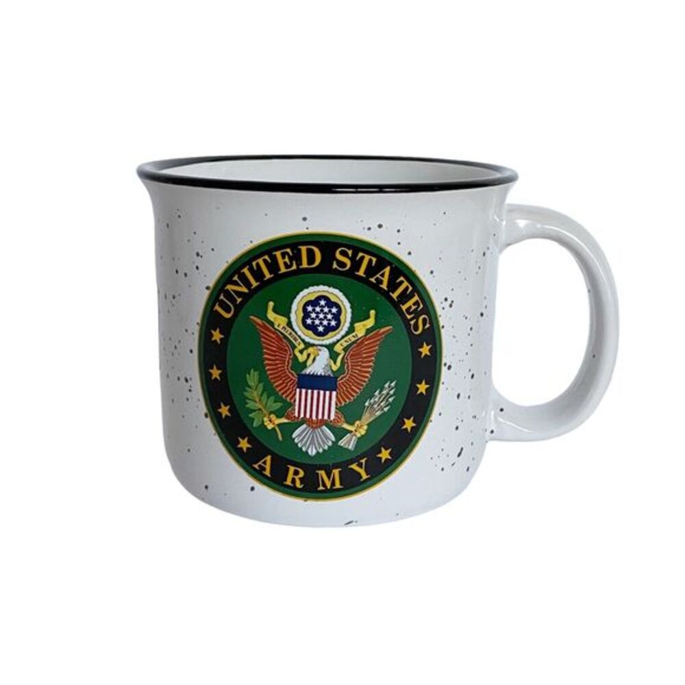 Spoontiques Army Ceramic‎ Camper Mug/Cup 16 ounces, White Speckled